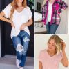 Womens T Shirts 2025 Short Sleeve V-Neck Shirts Cute Fit Summer Casual Tee Tops S-3XL Beach