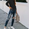 Womens T Shirts Long Sleeve Crew Neck Shirts Basic Tee Tops Blouse