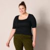 Women's Slim-Fit Half Sleeve Square Neck T-Shirt